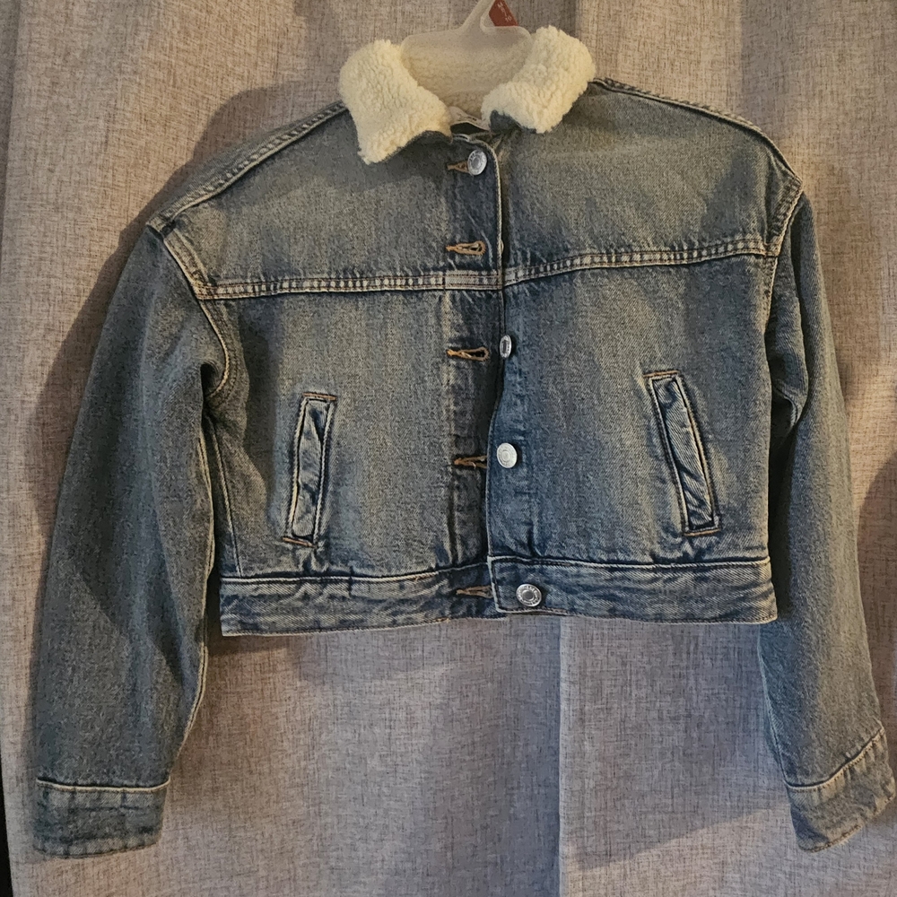H&M Denim Jacket with Sherpa Collar